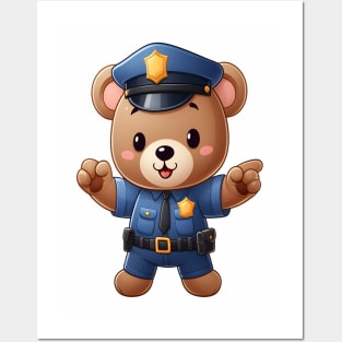 Cute Police Bear Kawaii Posters and Art